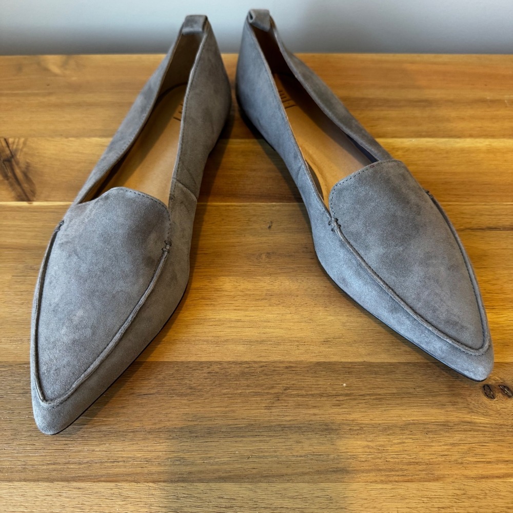 J. Jill Women  9.5M Gray Suede Leather Pointed Toe Loafer Flats Classic Luxury - Picture 14 of 14